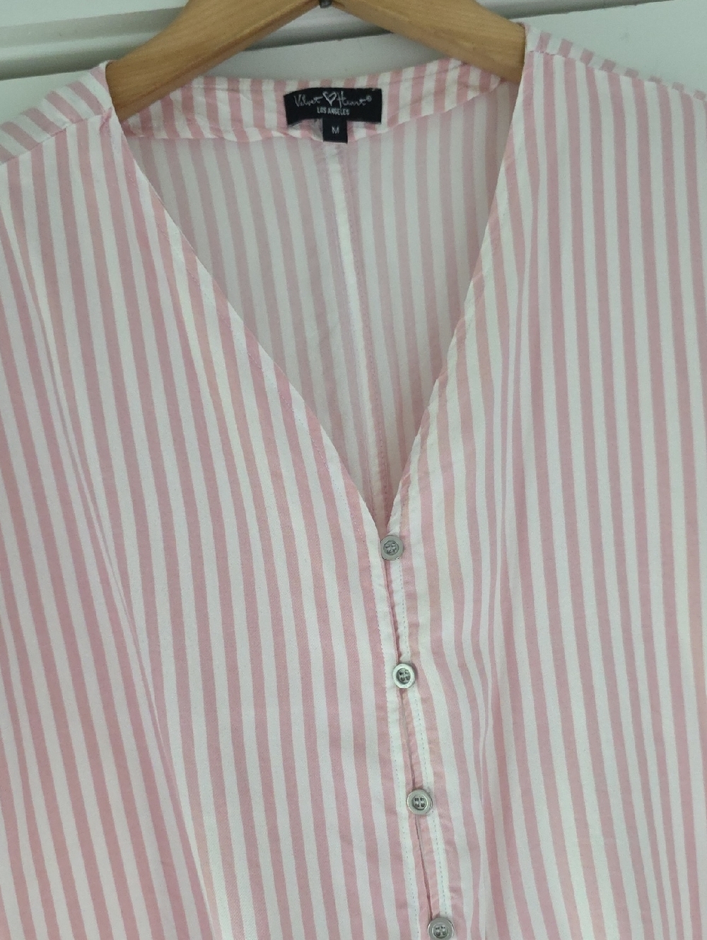 Velvet Heart Pink and White Striped Button-Front Tie Hem Top - Picture 3 of 9